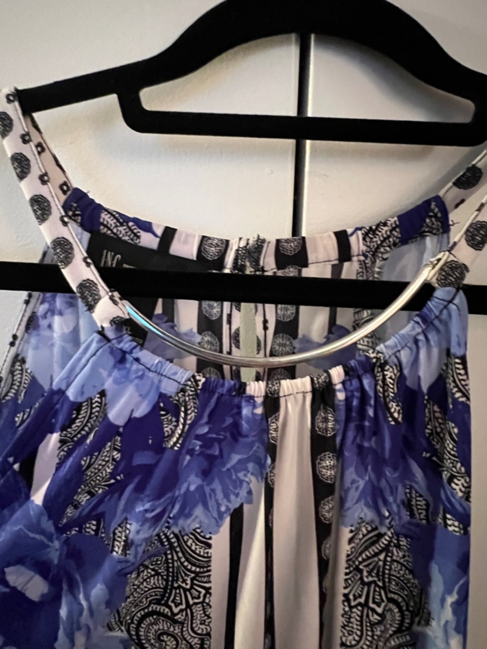 INC International Concepts Blue Floral & Paisley Halter Tank Top Sz XL - Picture 3 of 6